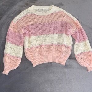 Pink and Cream Striped Sweater